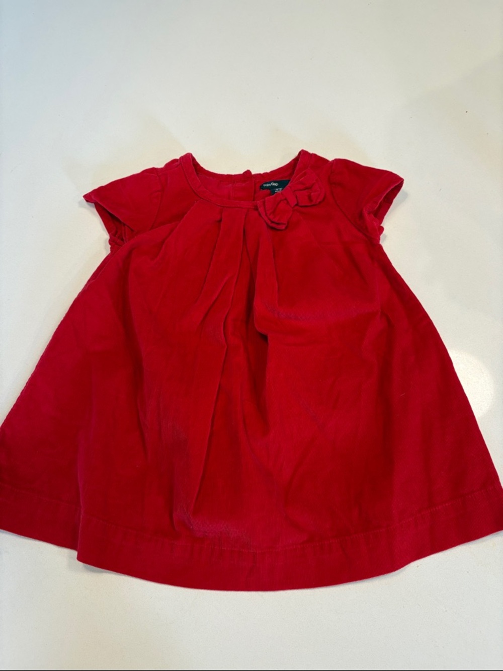 Red Baby Girl Corduroy Dress with Bow